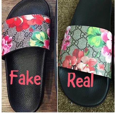 gucci slides real vs fake floral|authenticate gucci marmont raffia slides.